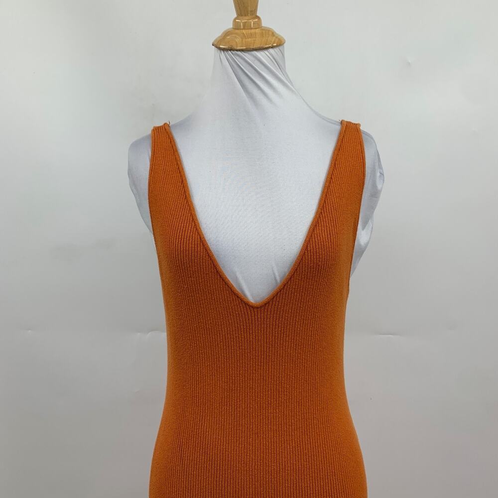 FP Beach Dress Womens M Medium Carrot Daniela Low Back Sweater Free People Midi - Picture 3 of 14
